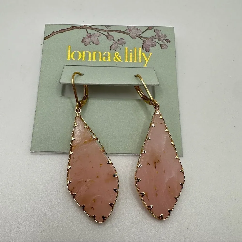 NWT Lonna & Lilly Pink kite shaped, gold tone‎ dangle earrings!
